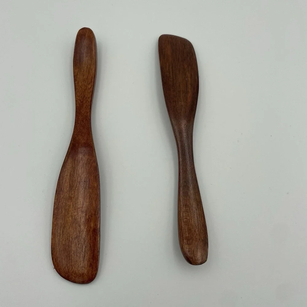 2‎ PCS Butter Knife Jam Cheese Spreader Cake Decorating Tools Wood Easy Clean
